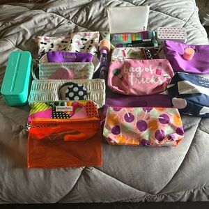 Clinique makeup bags and travel items..